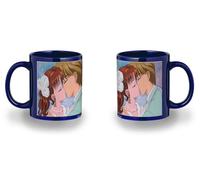 MERCHANDMANIA Taza completamente Azul recuadro marmalade boy beso boda amor serie dibujos black mug jarra cerveza te infusión
