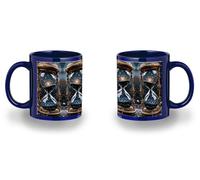 MERCHANDMANIA Taza completamente Azul recuadro reloj astrologia galaxia cosmos universo tiempo black mug jarra cerveza te infusión
