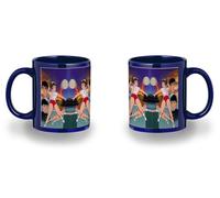 MERCHANDMANIA Taza completamente Azul recuadro serie dibujos anime la panda de Julia voleyball black mug jarra cerveza te infusión