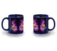 MERCHANDMANIA Taza completamente Azul recuadro te astral galaxia astrologia magico magia colores arcoiris black mug jarra cerveza te infusión