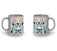 MERCHANDMANIA Taza completamente Gris recuadro anime Kimi to Koete Koi ni Naru furry gata perro lobo black mug jarra cerveza te infusión