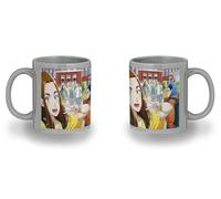 MERCHANDMANIA Taza completamente Gris recuadro anime serie Darwin Jihen dibujos mono evolucion black mug jarra cerveza te infusión