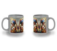 MERCHANDMANIA Taza completamente Gris recuadro cuadro arte ja joven de la perla moderna gafas woke black mug jarra cerveza te infusión