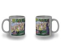 MERCHANDMANIA Taza completamente Gris recuadro cuadro arte Tarde de domingo en la isla de la Grande Jatte black mug jarra cerveza te infusión