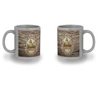 MERCHANDMANIA Taza completamente Gris recuadro logo club buscador de setas recolector campo black mug jarra cerveza te infusión