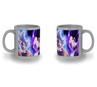 MERCHANDMANIA Taza completamente Gris recuadro luchadores serie peleas dioses angeles bolas dibujos black mug jarra cerveza te infusión