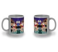 MERCHANDMANIA Taza completamente Gris recuadro serie dibujos anime la panda de Julia voleyball black mug jarra cerveza te infusión