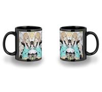 MERCHANDMANIA Taza completamente Negra recuadro anime Kimi to Koete Koi ni Naru furry gata perro lobo black mug jarra cerveza te infusión