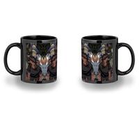 MERCHANDMANIA Taza completamente Negra recuadro anime re zero subaru muerte serie dibujos black mug jarra cerveza te infusión
