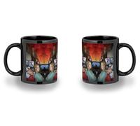 MERCHANDMANIA Taza completamente Negra recuadro anime serie Darwin Jihen primate mono zoo animal black mug jarra cerveza te infusión