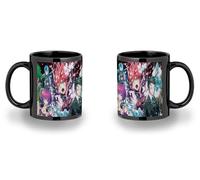 MERCHANDMANIA Taza completamente Negra recuadro anime Yozakura-san Chi no Daisakusen personajes black mug jarra cerveza te infusión