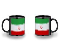 MERCHANDMANIA Taza completamente Negra recuadro bandera iran pais oriente medio gobierno irani black mug jarra cerveza te infusión
