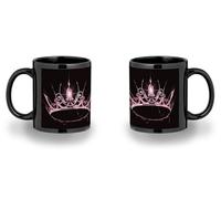 MERCHANDMANIA Taza completamente Negra recuadro blackpink logo corona queen reinas kpop black mug jarra cerveza te infusión