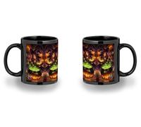 MERCHANDMANIA Taza completamente Negra recuadro dibujo bruja maga caldero mistico magia astral black mug jarra cerveza te infusión
