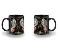 MERCHANDMANIA Taza completamente Negra recuadro dracula arte videojuego medieval retro gamer black mug jarra cerveza te infusión