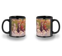 MERCHANDMANIA Taza completamente Negra recuadro serie anime sousou no frieren personajes fern stark black mug jarra cerveza te infusión