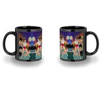 MERCHANDMANIA Taza completamente Negra recuadro serie dibujos anime la panda de Julia voleyball black mug jarra cerveza te infusión