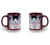 MERCHANDMANIA Taza completamente Roja recuadro anime chica angel traviesa gula pecado dibujo black mug jarra cerveza te infusión