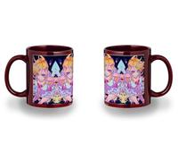 MERCHANDMANIA Taza completamente Roja recuadro anime chica angel traviesa lujuria pecado dibujo black mug jarra cerveza te infusión