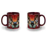 MERCHANDMANIA Taza completamente Roja recuadro anime serie Darwin Jihen primate mono zoo animal black mug jarra cerveza te infusión