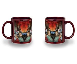 MERCHANDMANIA Taza completamente Roja recuadro anime serie Darwin Jihen primate mono zoo animal black mug jarra cerveza te infusión