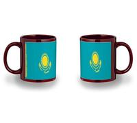 MERCHANDMANIA Taza completamente Roja recuadro bandera kazajistan pais oriente medio black mug jarra cerveza te infusión