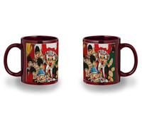 MERCHANDMANIA Taza completamente Roja recuadro bola de dan juego balon prisionero dibujos niños black mug jarra cerveza te infusión