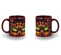 MERCHANDMANIA Taza completamente Roja recuadro dibujo bruja maga caldero mistico magia astral black mug jarra cerveza te infusión