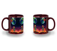 MERCHANDMANIA Taza completamente Roja recuadro el principito luna tierra estrellas universo fantasia zorro black mug jarra cerveza te infusión