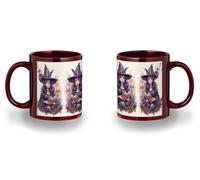 MERCHANDMANIA Taza completamente Roja recuadro fanart bruja libro hechizos dibujo flores bosque black mug jarra cerveza te infusión
