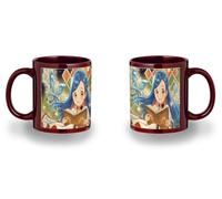 MERCHANDMANIA Taza completamente Roja recuadro Honzuki no Gekokujou serie dibujos chica magica black mug jarra cerveza te infusión
