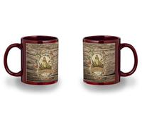 MERCHANDMANIA Taza completamente Roja recuadro logo club buscador de setas recolector campo black mug jarra cerveza te infusión