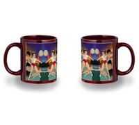 MERCHANDMANIA Taza completamente Roja recuadro serie dibujos anime la panda de Julia voleyball black mug jarra cerveza te infusión