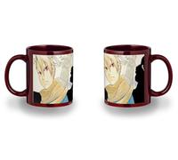 MERCHANDMANIA Taza completamente Roja recuadro Yomi no Tsugai serie personaje protagonista Yuru black mug jarra cerveza te infusión
