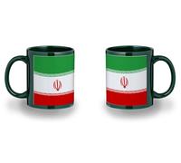 MERCHANDMANIA Taza completamente Verde recuadro bandera iran pais oriente medio gobierno irani black mug jarra cerveza te infusión