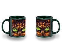 MERCHANDMANIA Taza completamente Verde recuadro dibujo bruja maga caldero mistico magia astral black mug jarra cerveza te infusión