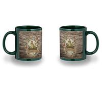 MERCHANDMANIA Taza completamente Verde recuadro logo club buscador de setas recolector campo black mug jarra cerveza te infusión