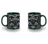 MERCHANDMANIA Taza completamente Verde recuadro reloj astrologia galaxia cosmos universo tiempo black mug jarra cerveza te infusión