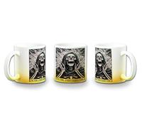 MERCHANDMANIA Taza con degradado Amarillo carta tarot graciosa meme im fine todo esta bien color mug