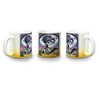 MERCHANDMANIA Taza con degradado Amarillo carta tarot graciosa meme lector libros biblioteca color mug