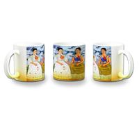 MERCHANDMANIA Taza con degradado Amarillo cuadro arte feminista Frida Kahlo, Las Dos Fridas color mug