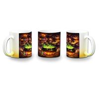 MERCHANDMANIA Taza con degradado Amarillo dibujo bruja maga caldero mistico magia astral color mug