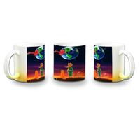 MERCHANDMANIA Taza con degradado Amarillo el principito luna tierra estrellas universo fantasia zorro color mug