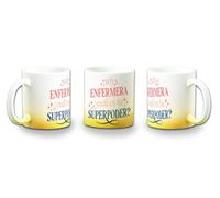 MERCHANDMANIA Taza con degradado Amarillo meme frase soy enfermera cual es tu superpoder color mug