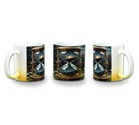 MERCHANDMANIA Taza con degradado Amarillo reloj astrologia galaxia cosmos universo tiempo color mug