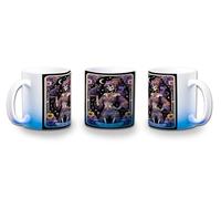 MERCHANDMANIA Taza con degradado Azul carta tarot graciosa meme amante de los gatos color mug