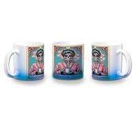 MERCHANDMANIA Taza con degradado Azul carta tarot graciosa meme madre café lunes mañana color mug