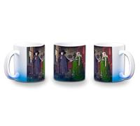 MERCHANDMANIA Taza con degradado Azul cuadro arte Jan van Eyck, El retrato de Arnolfini color mug