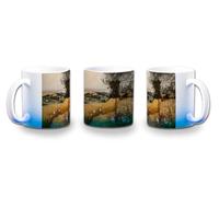 MERCHANDMANIA Taza con degradado Azul cuadro Pieter Bruegel “El viejo”, Las espigadoras color mug