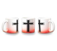 MERCHANDMANIA Taza con degradado Rojo cruz cristiana cristo jesus hijo de dios iglesia color mug
